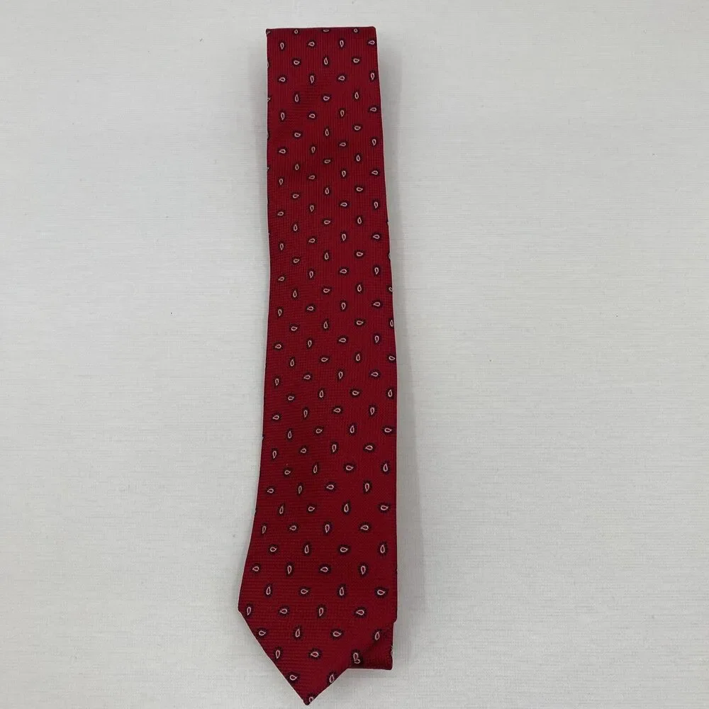 $69.50 Tommy Hilfiger Mens Paisley Tie Red Oxford ONE SIZE NWT
